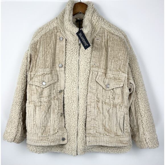 BLANKNYC x Anthropologie XS Fuzzy Wuzzy Corduroy Sherpa Mix Trucker Jacket - Picture 3 of 12